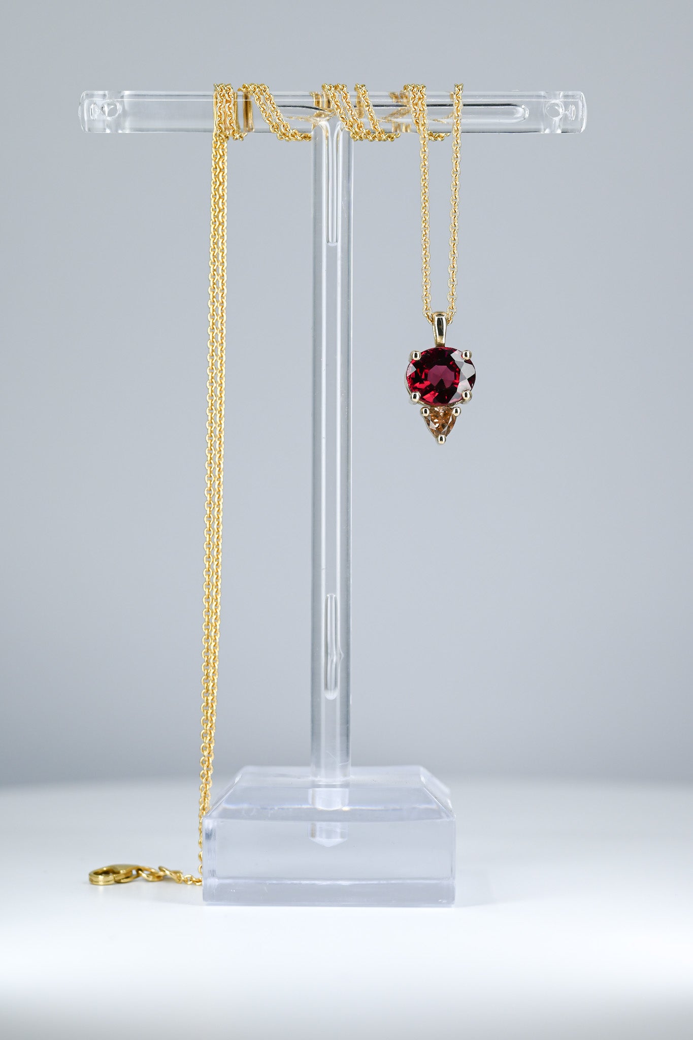 Collier rhodolite et hessonite