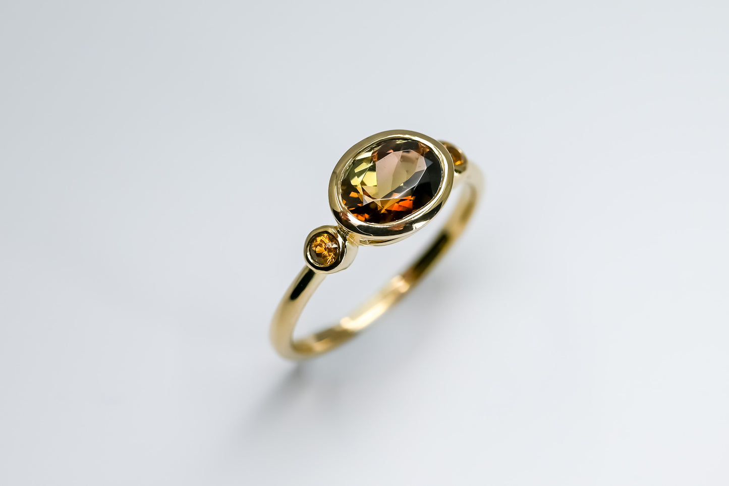 Bague trilogie andalousite et grenats spessartites