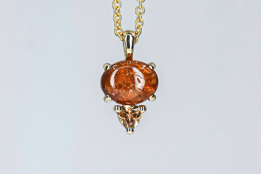 Collier grenat cabochon et hessonite