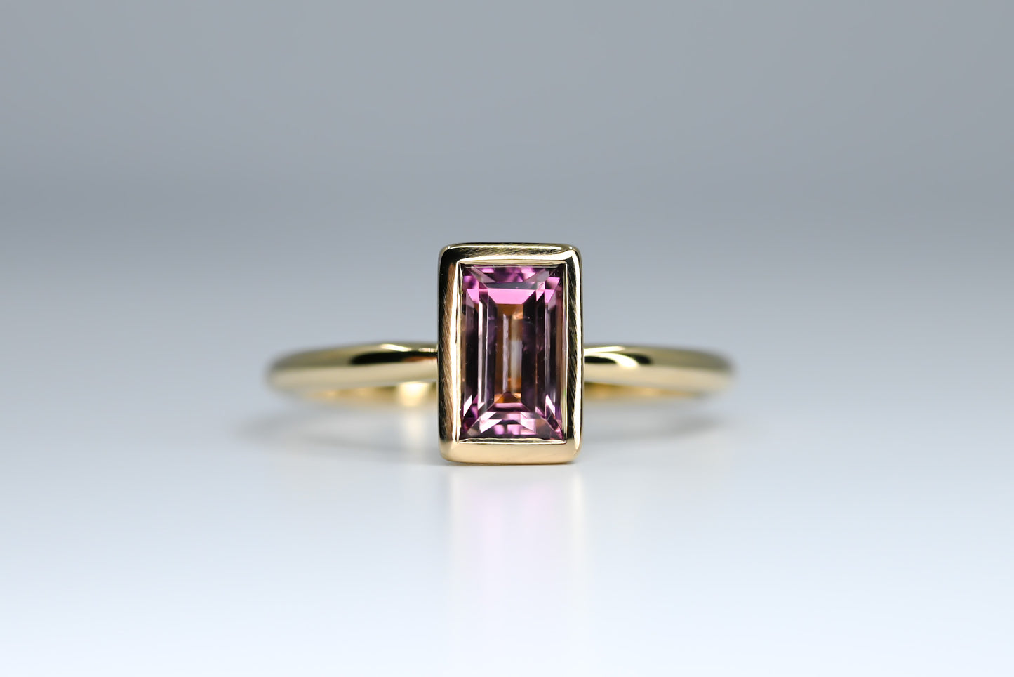 Bague tourmaline rose baguette