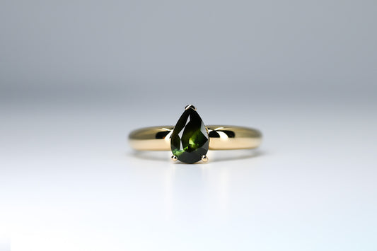 Bague Aurore saphir poire vert forêt