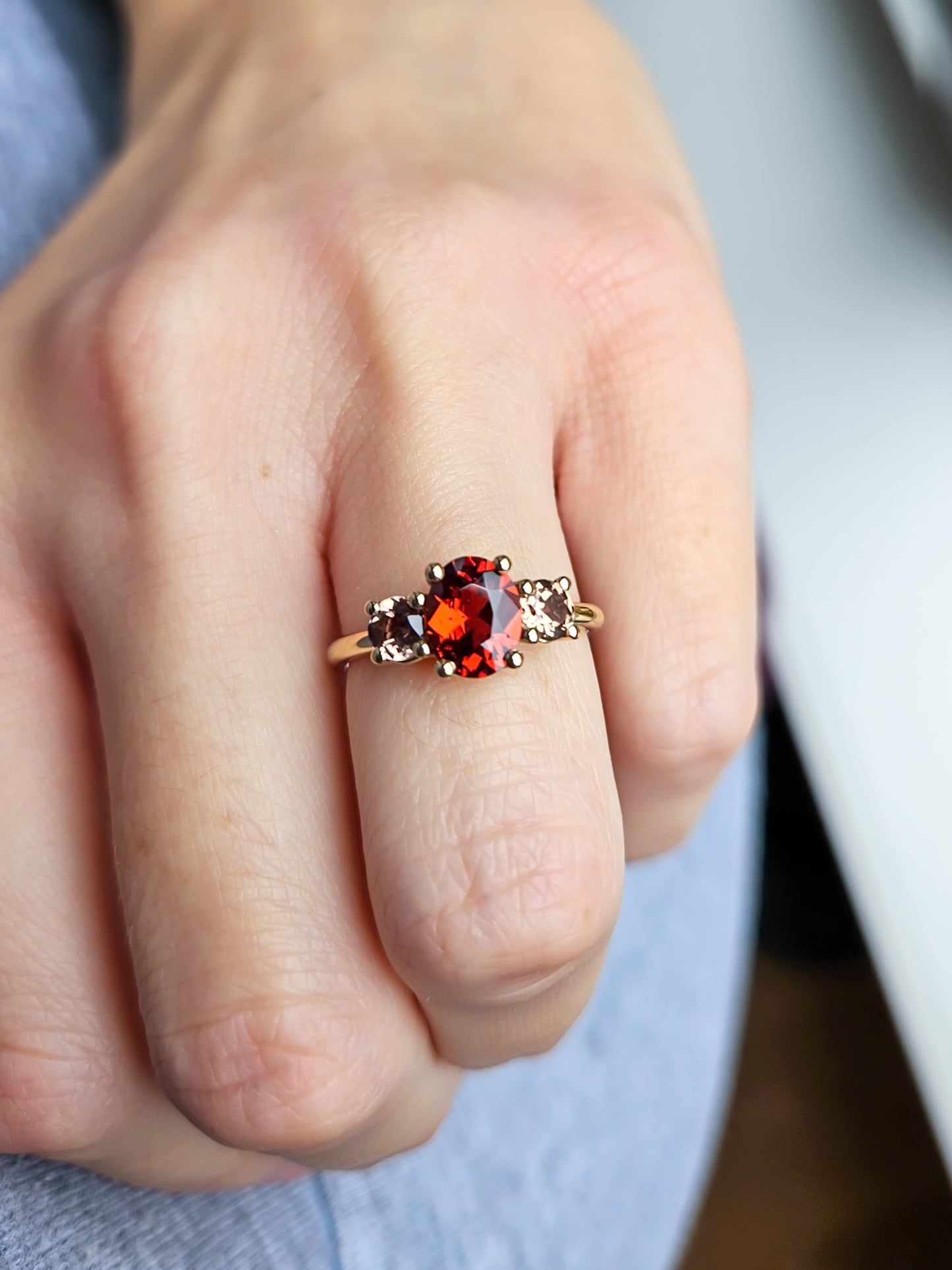 Bague trilogie grenats